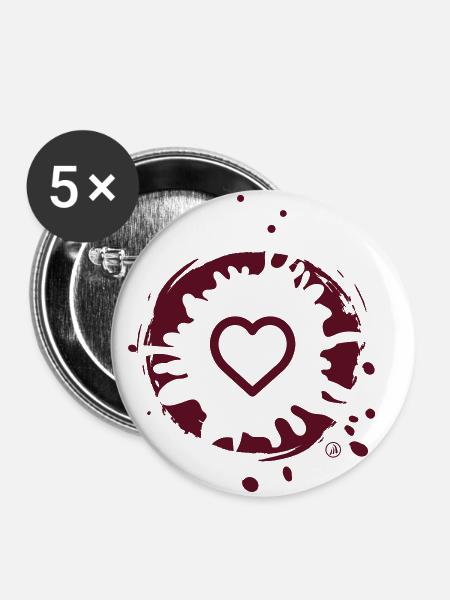 Herz und Schlamm - Buttons groß 56 mm (5er Pack) - Weiß