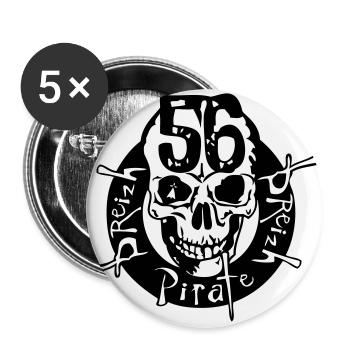 56 breizh pirate tete de mort crane morbihan - Lot de 5 grands badges (56 mm) - blanc - Devant