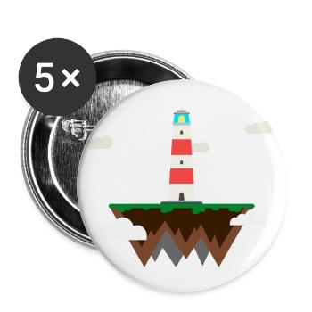 Schwimmender Leuchtturm - Buttons groß 56 mm (5er Pack) - Weiß - Vorne