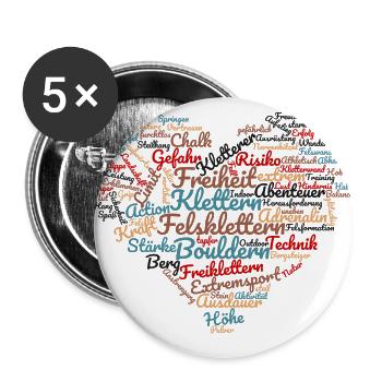 Ich liebe Bouldern - Buttons groß 56 mm (5er Pack) - Weiß - Vorne