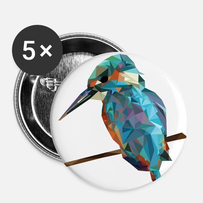 bird triangles - Buttons large 2.2''/56 mm (5-pack) - white
