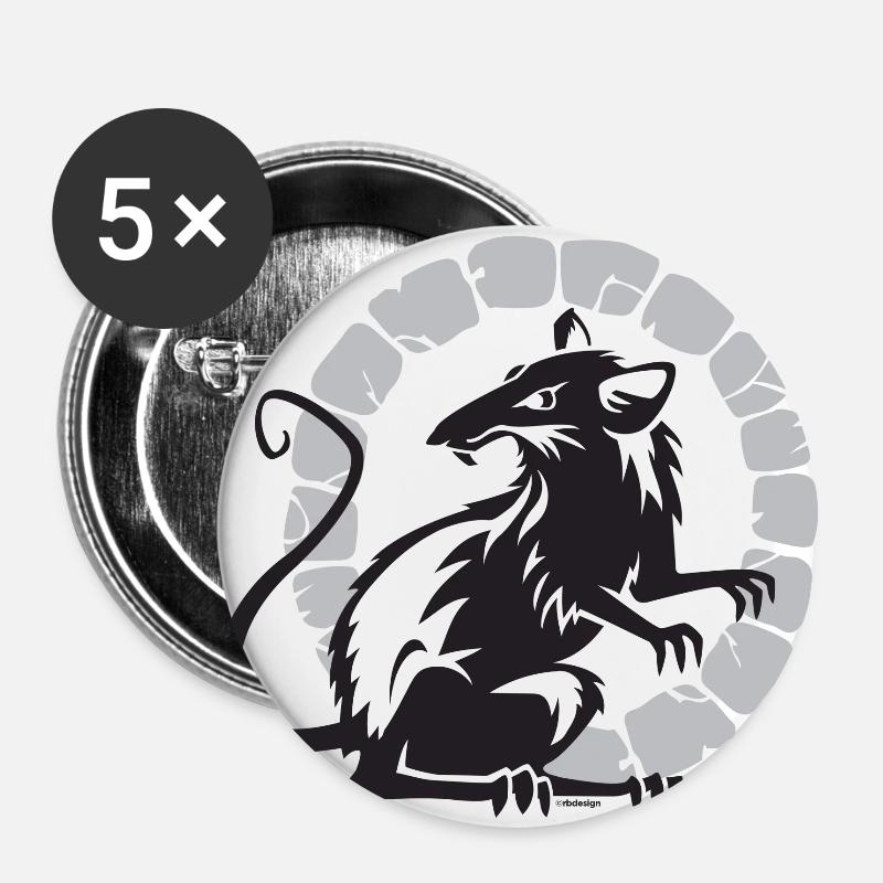 Sewer Rat - Buttons large 2.2''/56 mm (5-pack) - white