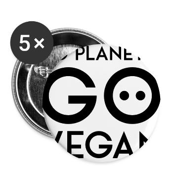 NO PLANET B GO VEGAN black - Lot de 5 grands badges (56 mm) - blanc - Devant