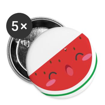 Sweet watermelon - Süße Wassermelone mit Lächeln - Buttons groß 56 mm (5er Pack) - Weiß - Vorne