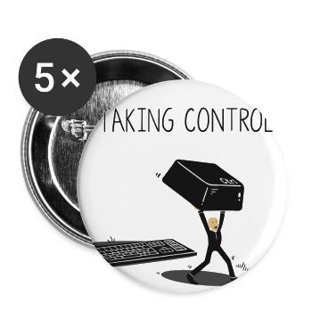 Geek PC monstre drôle cadeau de Noël Nerd - Lot de 5 grands badges (56 mm) - blanc - Devant