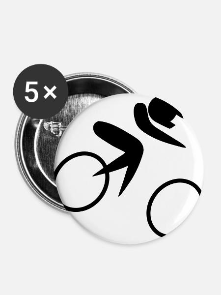 Gelände Fahrradrennen - Buttons groß 56 mm (5er Pack) - Weiß