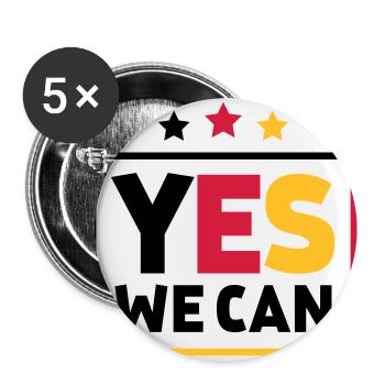 Yes we can Schwarz Rot Gold Deutschland Fußballfan - Buttons groß 56 mm (5er Pack) - Weiß - Vorne