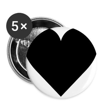 cœur - Lot de 5 grands badges (56 mm) - blanc - Devant