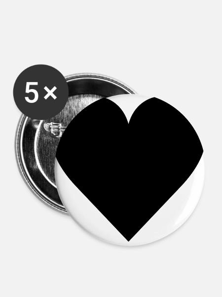 Herz - Buttons groß 56 mm (5er Pack) - Weiß