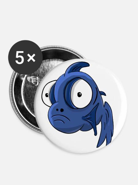 Fisch - Buttons groß 56 mm (5er Pack) - Weiß