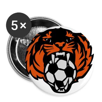 foot tigre rugit face dessin logo club - Lot de 5 grands badges (56 mm) - blanc - Devant