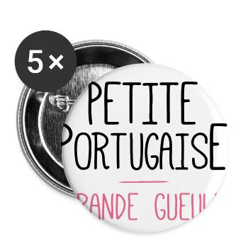 petite portugaise grande gueule - Lot de 5 grands badges (56 mm) - blanc - Devant