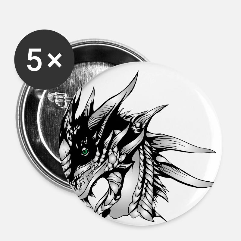 the Dragon - The Dragon - Buttons large 2.2''/56 mm (5-pack) - white
