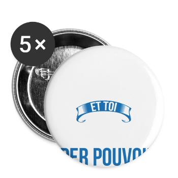 Thierry super pouvoir homme - Lot de 5 grands badges (56 mm) - blanc - Devant