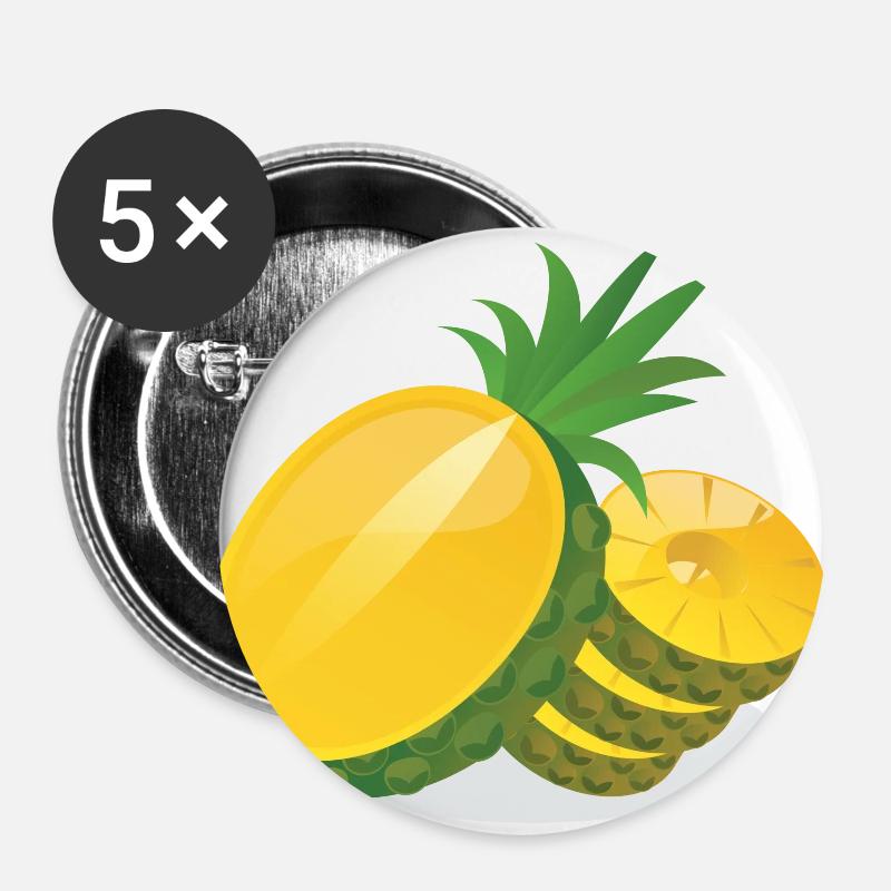 Pineapple in slices - Buttons large 2.2''/56 mm (5-pack) - white