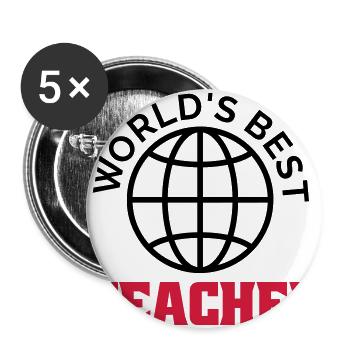 worlds best teacher - Buttons large 2.2''/56 mm (5-pack) - white - Front