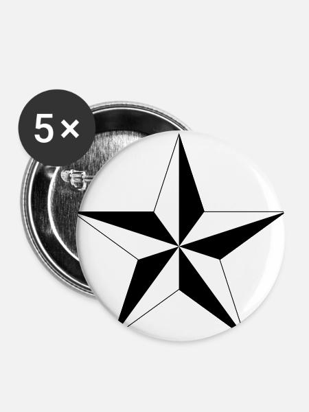 nautical star - Buttons large 2.2''/56 mm (5-pack) - white