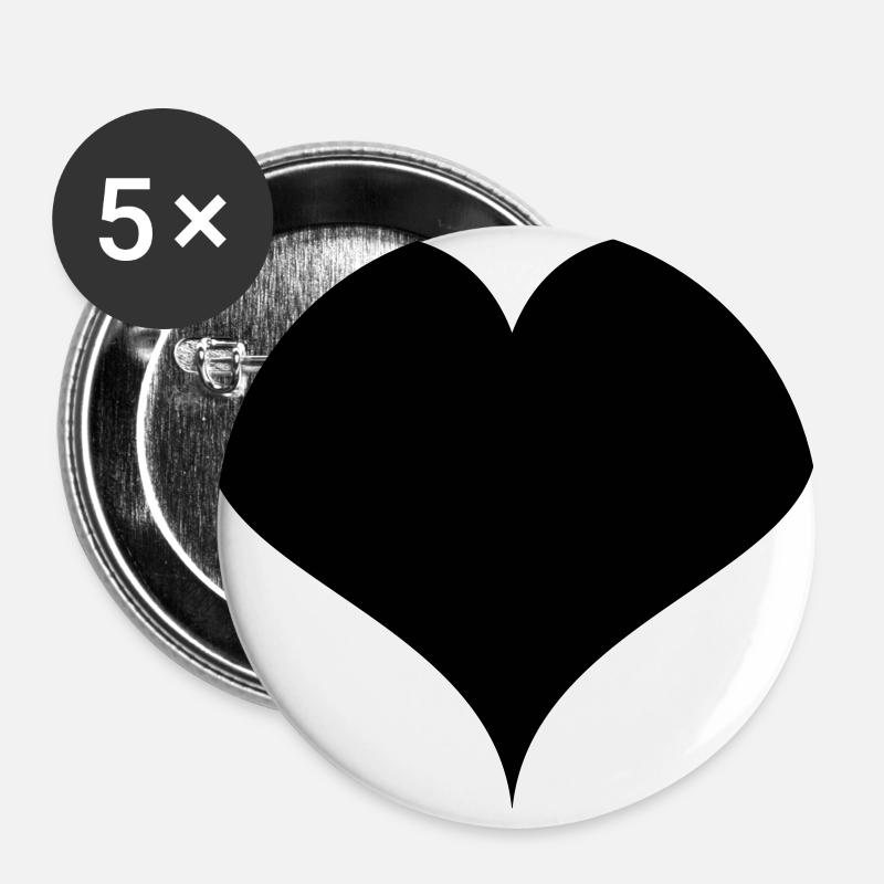 heart - Buttons large 2.2''/56 mm (5-pack) - white