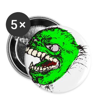 Green monster has sharp teeth - Buttons large 2.2''/56 mm (5-pack) - white - Front