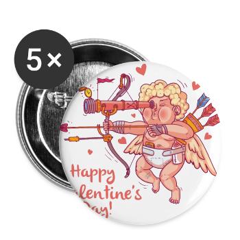 Armor with bow and arrow spreads love - Buttons large 2.2''/56 mm (5-pack) - white - Front
