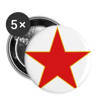 Stern Star ROT GELB GOLD - Buttons groß 56 mm (5er Pack) - Weiß - Vorne