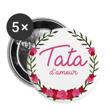 Tata d'amour - Lot de 5 grands badges (56 mm) - blanc - Devant