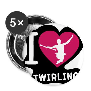 i love sports heart twirling baton6 - Buttons large 2.2''/56 mm (5-pack) - white - Front