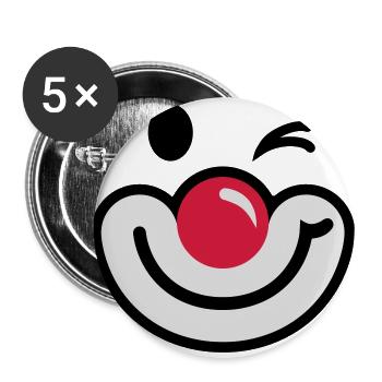 Clown Face 2 - Buttons large 2.2''/56 mm (5-pack) - white - Front