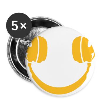 Smiley Headphone - Buttons groß 56 mm (5er Pack) - Weiß - Vorne