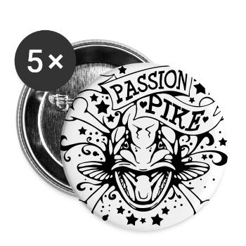 PASSION PIKE - Buttons groß 56 mm (5er Pack) - Weiß - Vorne
