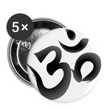 OM Mantra Joga - Buttons groß 56 mm (5er Pack) - Weiß - Vorne