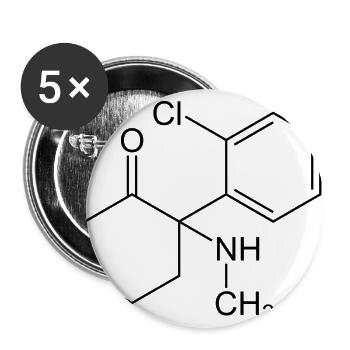 Ketamin Strukturformel - Buttons groß 56 mm (5er Pack) - Weiß - Vorne
