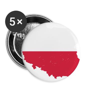 Carte géographique Drapeau Pologne T-Shirt Polska Cadeau - Lot de 5 grands badges (56 mm) - blanc - Devant