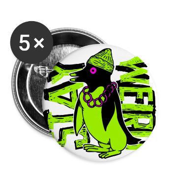 Restez étrange pingouin gangster - Lot de 5 grands badges (56 mm) - blanc - Devant