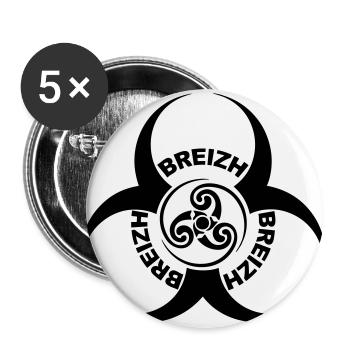 Breizh - Bretagne - Lot de 5 grands badges (56 mm) - blanc - Devant