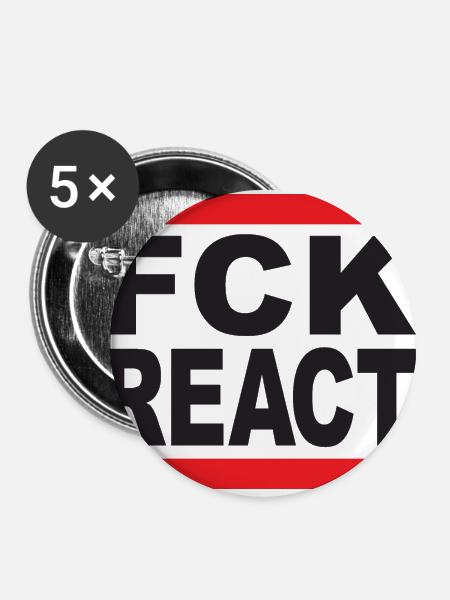 FCK REACT - Buttons groß 56 mm (5er Pack) - Weiß