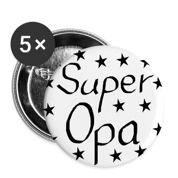 Super Opa Geschenk Geburtstag - Buttons groß 56 mm (5er Pack) - Weiß - Vorne