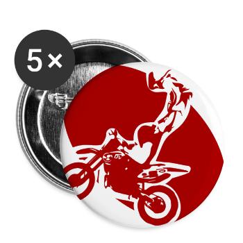Red Motorcycle Motorcycling - Buttons large 2.2''/56 mm (5-pack) - white - Front