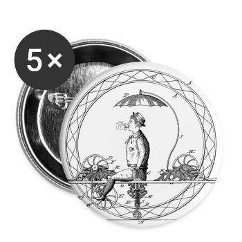 Dessin de bicyclette vintage historique - Lot de 5 grands badges (56 mm) - blanc - Devant