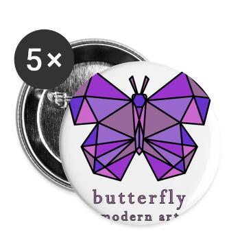 Schmetterling lila Logo, moderne abstrakte Kunst - Buttons groß 56 mm (5er Pack) - Weiß - Vorne