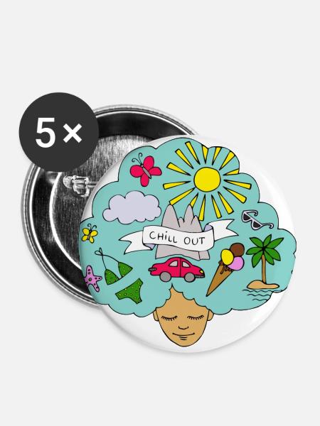 Der Sommer ist da! - Buttons groß 56 mm (5er Pack) - Weiß