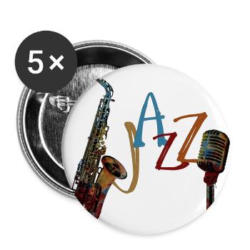 Jazz - Lot de 5 grands badges (56 mm) - blanc - Devant