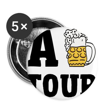 Abiertour - A beer tour witty Abitur Abishirt - Buttons large 2.2''/56 mm (5-pack) - white - Front