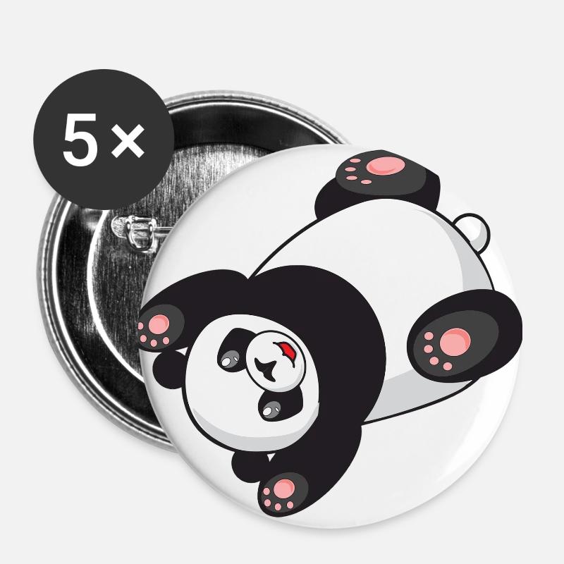 Süsser Panda - Buttons groß 56 mm (5er Pack) - Weiß