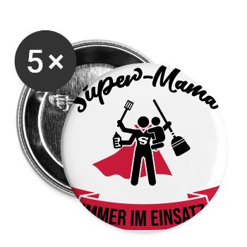 Super Mom Always in use gift for moms - Buttons large 2.2''/56 mm (5-pack) - white - Front