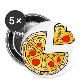Pizza heart love food Italy gift - Buttons large 2.2''/56 mm (5-pack) - white - Front