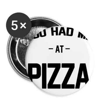 pizza - Lot de 5 grands badges (56 mm) - blanc - Devant