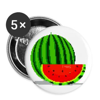 Pixel Art Melone - Buttons groß 56 mm (5er Pack) - Weiß - Vorne