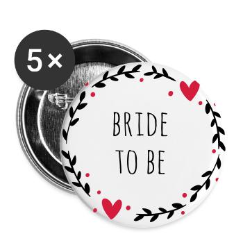 Bride to be | JGA - Lot de 5 grands badges (56 mm) - blanc - Devant