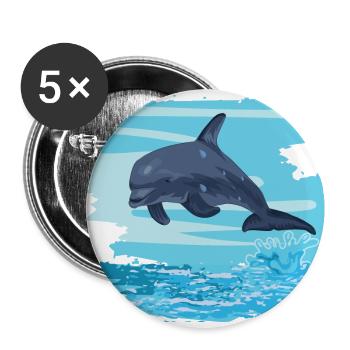 Dauphin des dauphins saute du don d'eau de mer - Lot de 5 grands badges (56 mm) - blanc - Devant